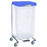 Single Medium Duty Hamper with Foot Pedal - Blue Lid, 35 inch tall